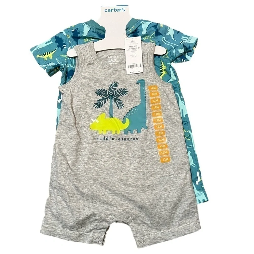 Carter’s Baby Dinosaur Two Piece Body Suit Set Boy Sz 12m